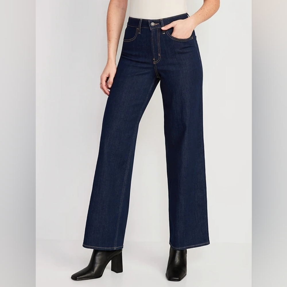Old Navy Dark Blue High Rise WoW Wide Leg Short Jeans BNWOT